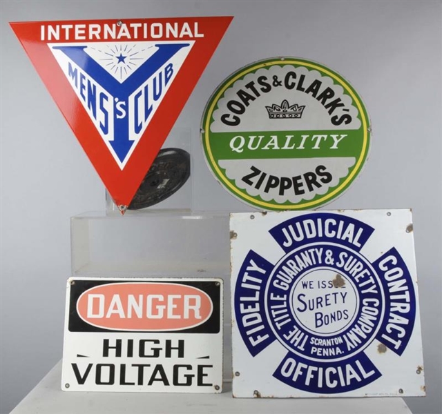 LOT OF 4: SINGLE SIDED PORCELAIN SIGNS            