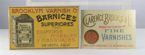 LOT OF 2: EMBOSSED TIN LITHO VARNISH SIGNS        