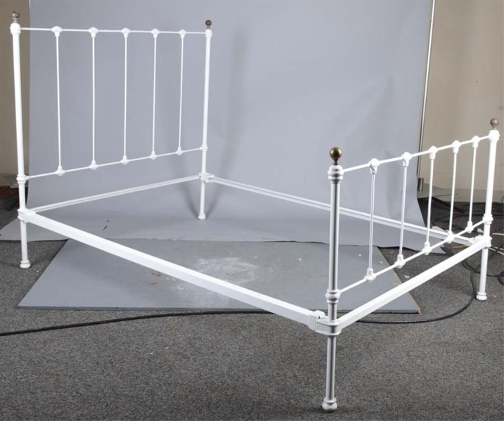 IRON RAIL BED WITH BRASS BALL ACCENTS & SIDE RAILS