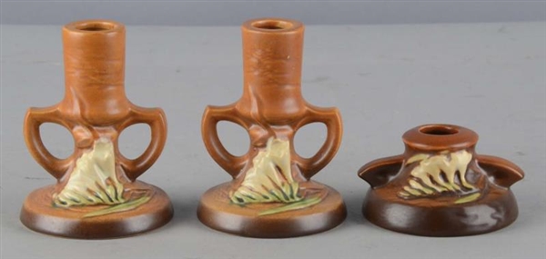 LOT OF 6: ROSEVILLE POTTERY CANDLE HOLDERS        