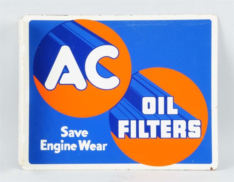 1955 AC OIL FILTERS TIN FLANGE SIGN.              