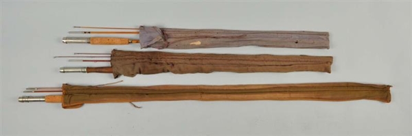 LOT OF 3: BAMBOO FISHING RODS.                    