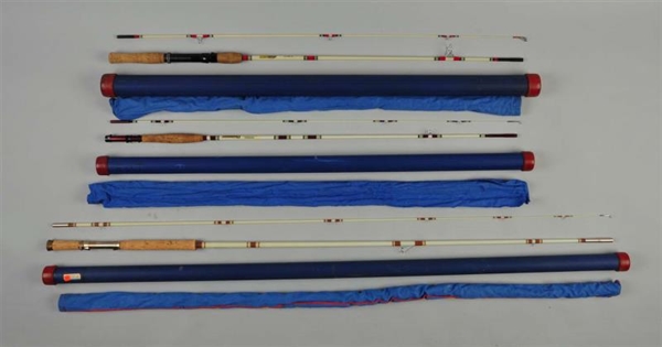 LOT OF 3: SHAKESPEARE FISHING RODS IN BLUE CASES  