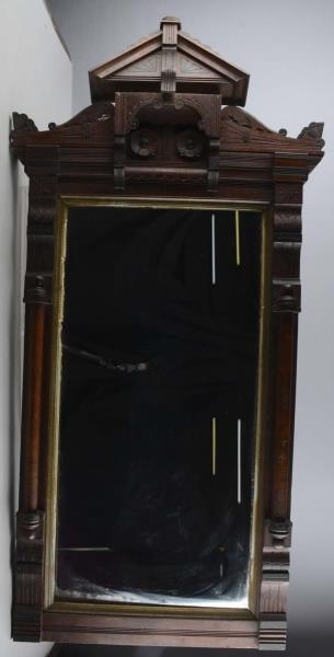 TALL MIRROR IN ORNATE WOODEN FRAME                