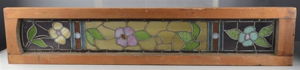 LONG LEADED STAINED GLASS TRANSOM WINDOW          
