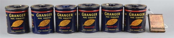 LOT OF 7: TOBACCO TINS AND CIGARETTE ROLLER       
