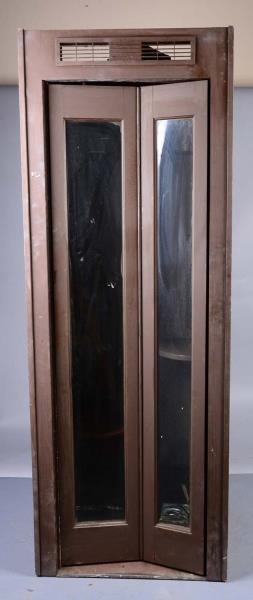 WOODEN PAY TELEPHONE BOOTH WITH DOOR              