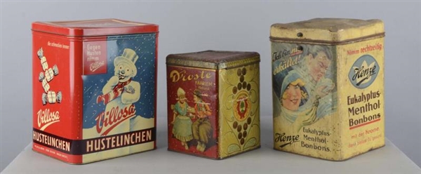 LOT OF 3: TINS FOR VARIOUS GERMAN CANDIES         
