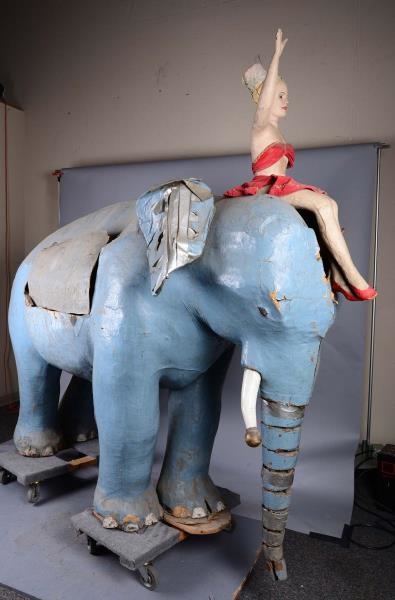 ANIMATRONIC CIRCUS ELEPHANT WITH ACROBAT GIRL     