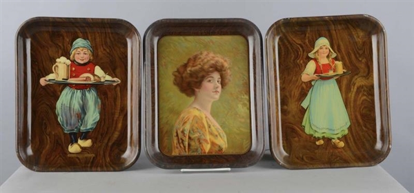 LOT OF 3: TIN LITHO SERVING TRAYS                 