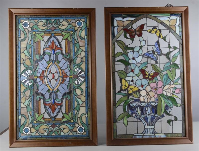 LOT OF 4: STAINED GLASS WINDOW PANELS             