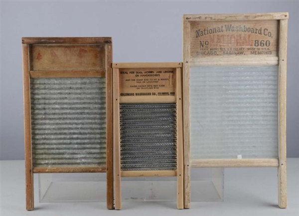 LOT OF 3: WASHBOARDS - METAL AND GLASS            