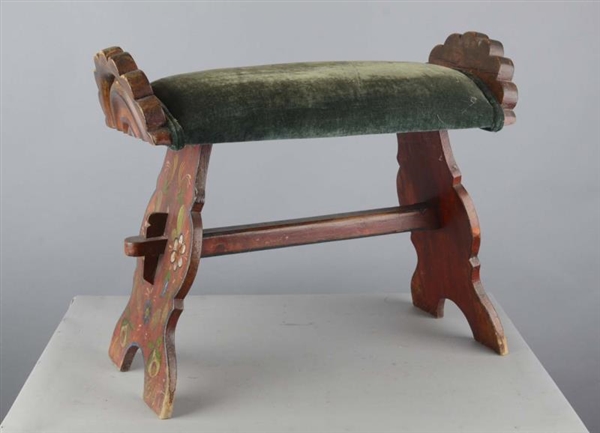 ANTIQUE PAINTED WOODEN CHILDS BENCH              