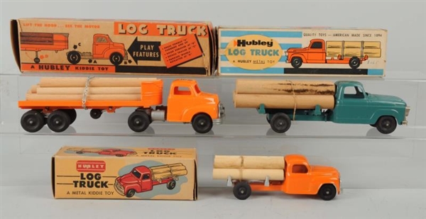 LOT OF 3: HUBLEY LOG TRUCKS WITH ORIGINAL BOXES.  