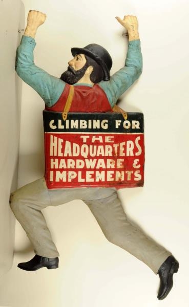 1897 PRESSED TIN ADVERTISING CLIMBER TRADE SIGN.  