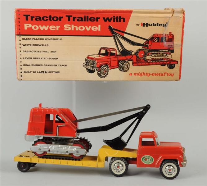 1960S HUBLEY TRACTOR TRAILER WITH POWER SHOVEL.  