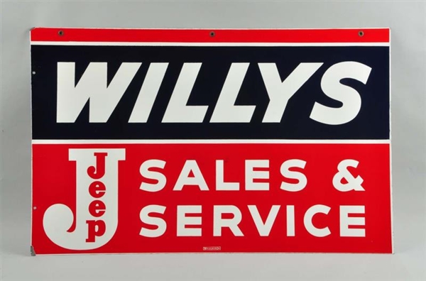 WILLYS JEEP SALES & SERVICE DOUBLE SIDED PORCELAIN
