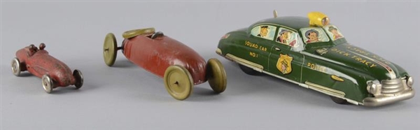 LOT OF 3 VINTAGE CARS; DICK TRACY, 2 RACE CARS    