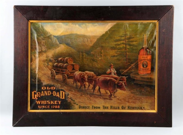 OLD GRAND-DAD WHISKEY CANVAS LITHOGRAPH.          