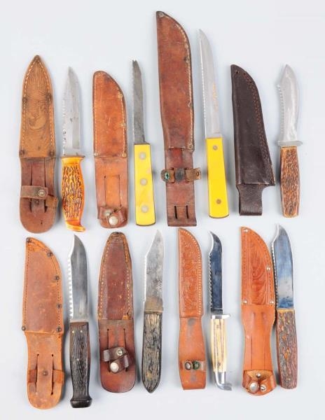 LOT OF 8: ASSORTED FISHING KNIFES.                