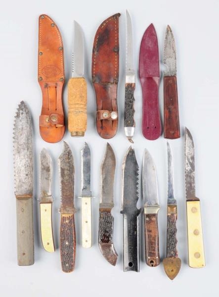 LOT OF 12: ASSORTED FISHING KNIVES.               