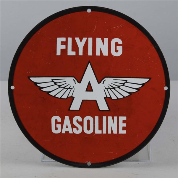 ROUND FLYING A GASOLINE SIGN                      