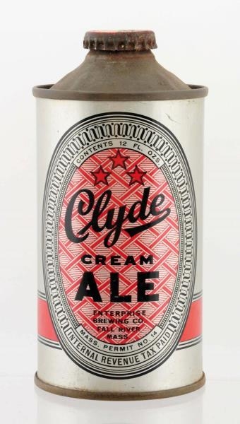 CLYDE CREAM ALE LOW PROFILE CONE TOP BEER CAN.    