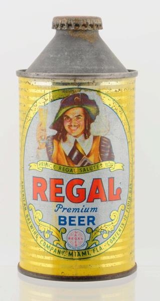 REGAL PREMIUM BEER CONE TOP CAN.                  