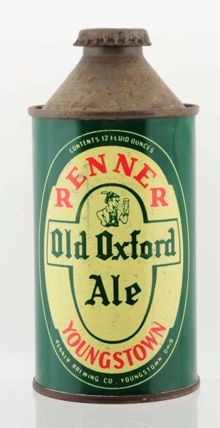 RENNER OLD OXFORD ALE CONE TOP BEER CAN.          