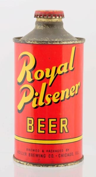 ROYAL PILSNER BEER J-SPOUT CONE TOP.              