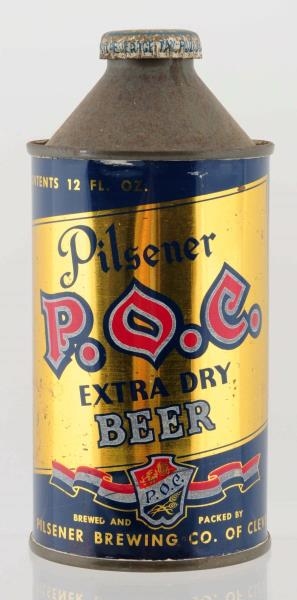 P.O.C. CONE TOP BEER CAN.                         