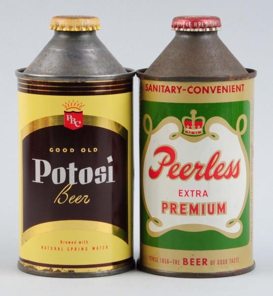 LOT OF 2: PEERLESS & POTOSI BEER CONE TOP CANS.   