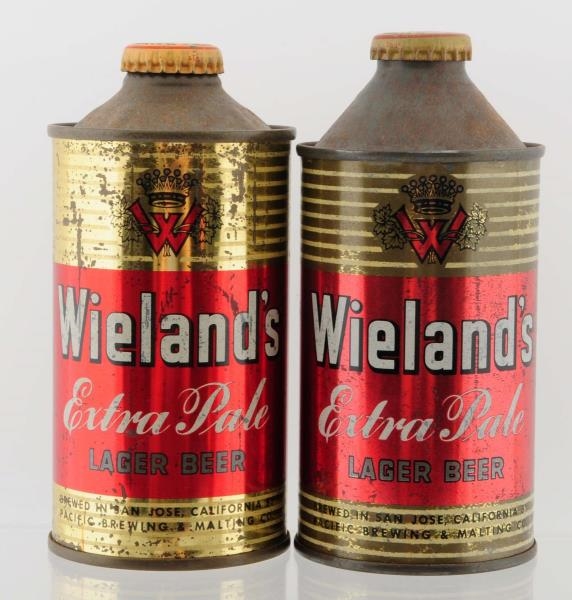 LOT OF 2: WIELANDS EXTRA PALE CONE TOP BEER CANS.