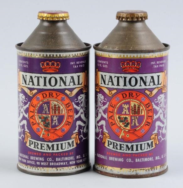 LOT OF 2: NATIONAL PREMIUM BEER CONE TOP CANS.    
