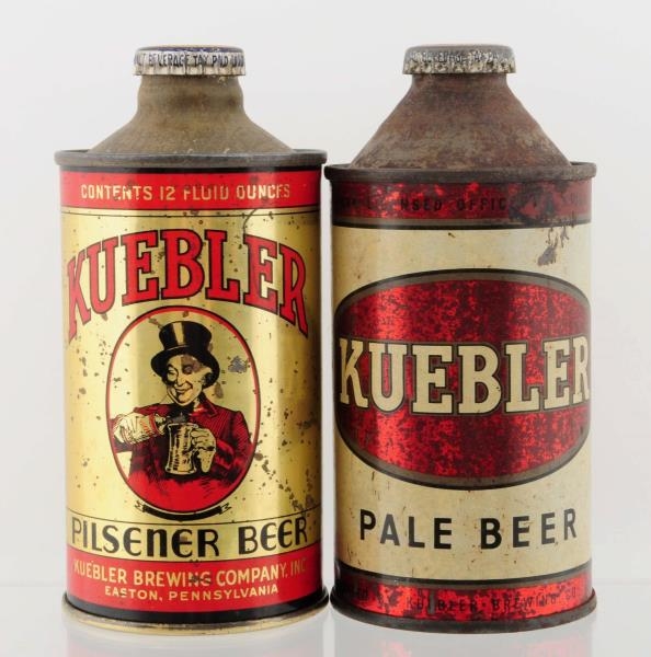 LOT OF 2: KUEBLER CONE TOP BEER CANS.             