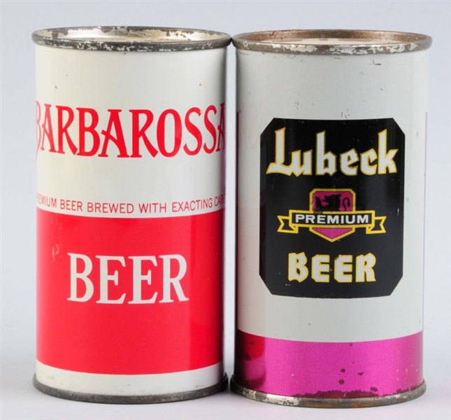 LOT OF 2: LUBECK & BARBAROSSA BEER FLAT TOP CANS. 