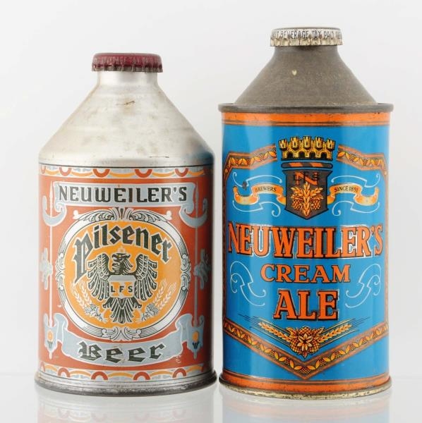 LOT OF 2: NEUWEILERS CONE TOP BEER CANS.         