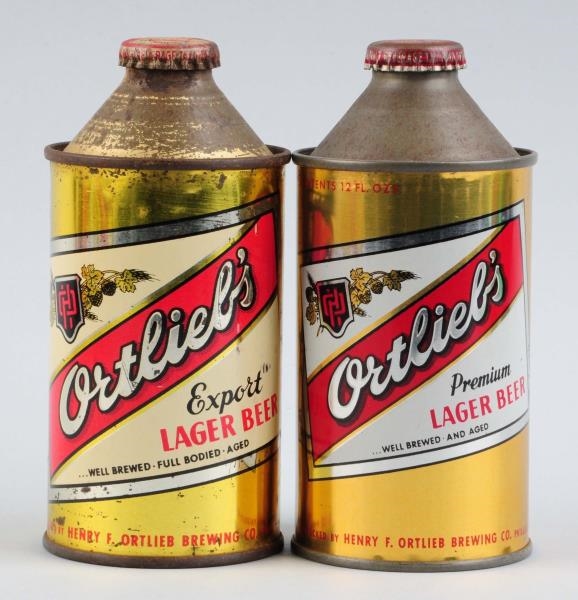 LOT OF 2: ORTLIEBS BEER CONE TOP CANS.           