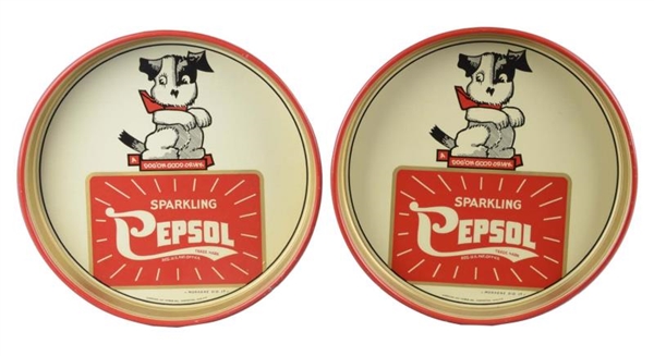 LOT OF 2: SPARKLING PEPSOL TIN SERVING TRAYS      