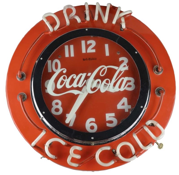 LARGE COCA COLA NEON ADVERTISING CLOCK            