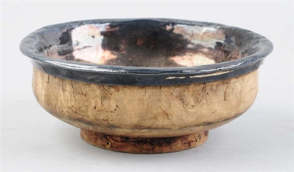 CHINESE SILVER & BLUE BURL ALMS BOWL.             