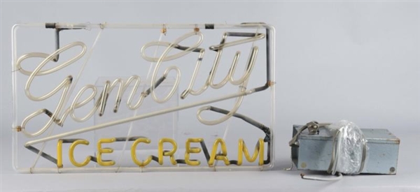 GEM CITY ICE CREAM NEON ADVERTISING SIGN          