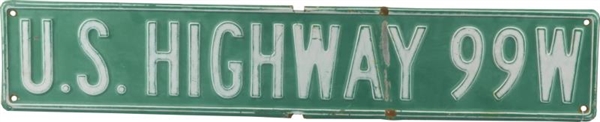 U.S. HIGHWAY 99W EMBOSSED ROAD SIGN               