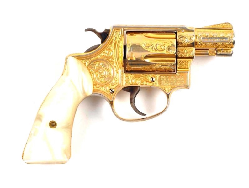 **FACTORY ENGRAVED-GOLD PLATED S&W MOD 36 REVOLVER