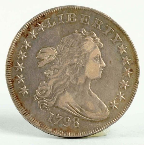 1798 DRAPED BUST SMALL EAGLE SILVER DOLLAR.       