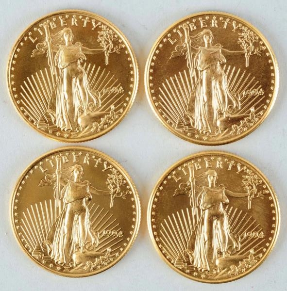 LOT OF 4: 1994 GOLD DOLLAR COINS.                 