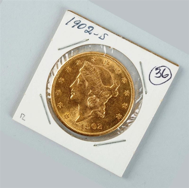 1902 S $20 GOLD LIBERTY DOUBLE EAGLE.             