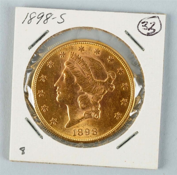 1898 S $20 GOLD LIBERTY DOUBLE EAGLE.             