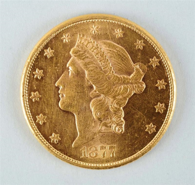 1877 $20 GOLD LIBERTY DOUBLE EAGLE.               