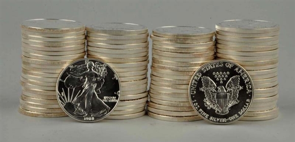 LOT OF 80: SILVER EAGLES.                         